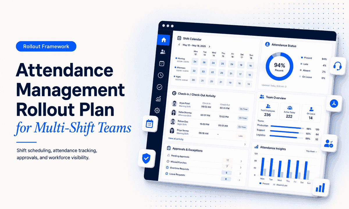 Illustration for the blog post: Attendance Management Rollout Plan for Multi-Shift Teams
